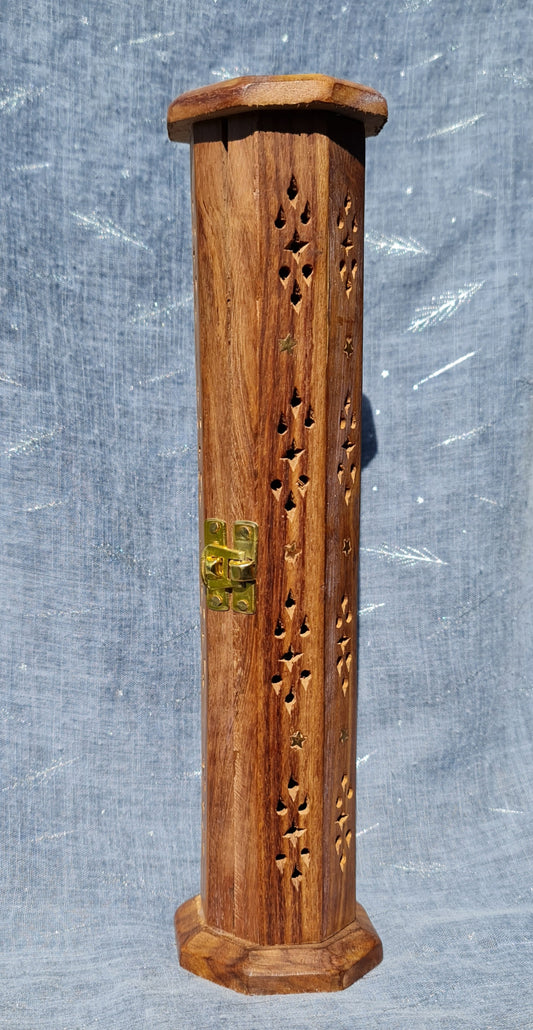 Tower Wood Incense Burner with Door
