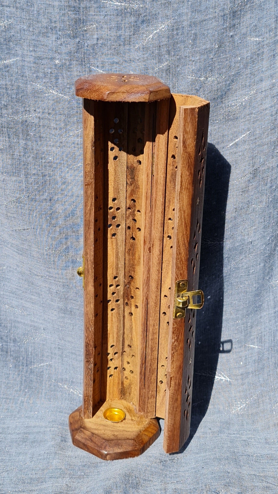 Tower Wood Incense Burner with Door