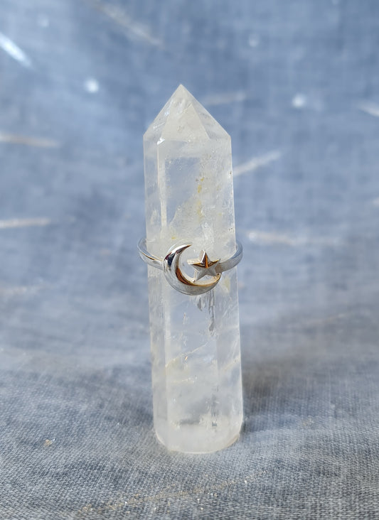 Sterling Silver Celestial Moon & Star Ring