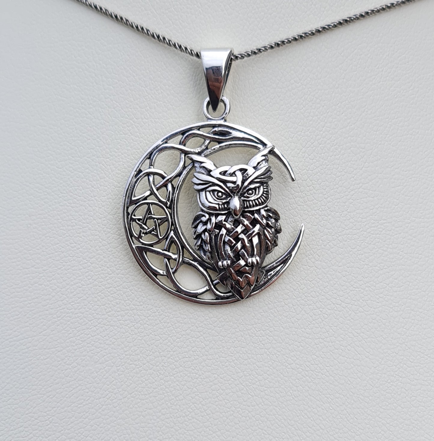 Celtic Owl Sterling Silver Pendant