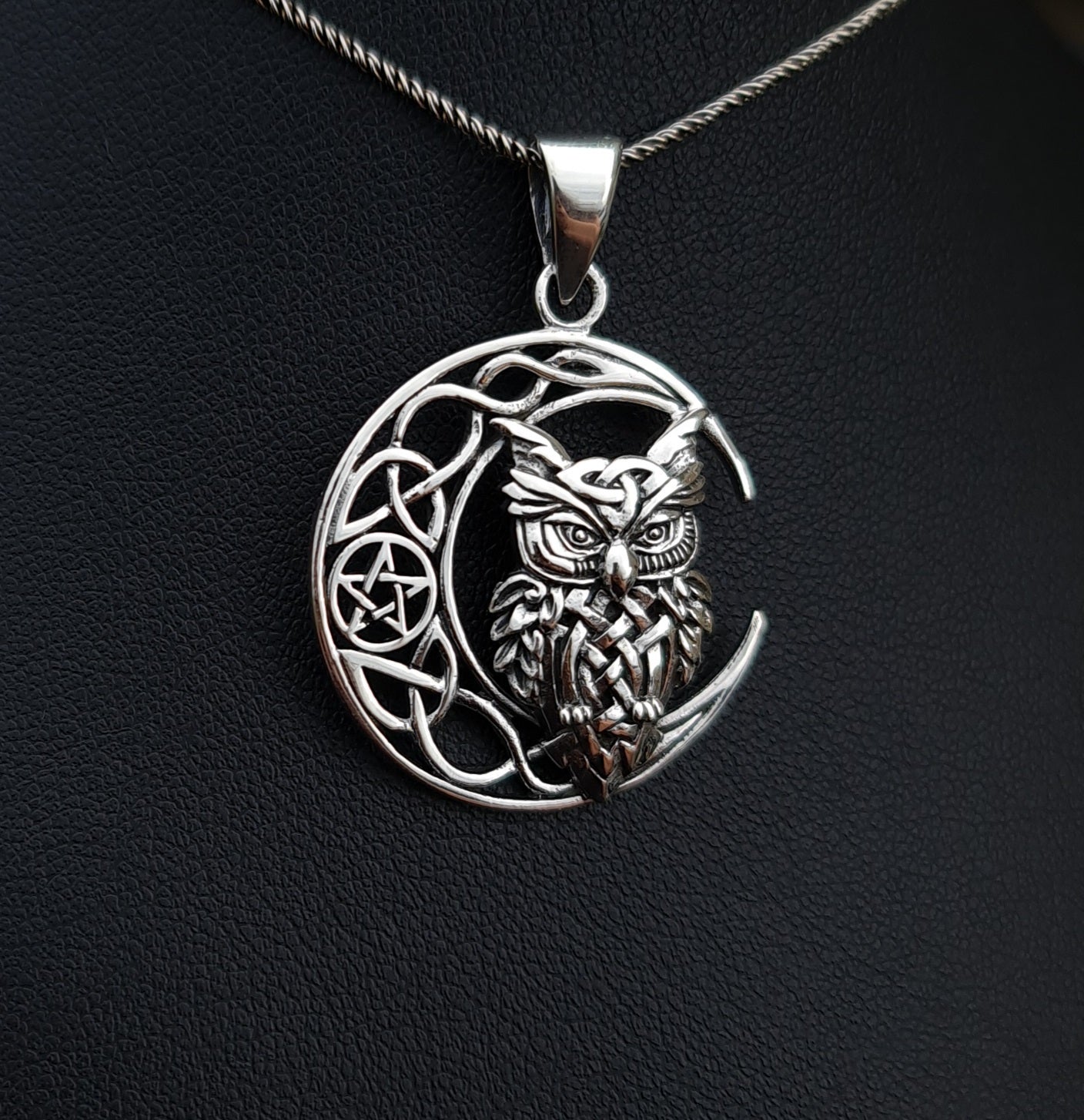 Celtic Owl Sterling Silver Pendant