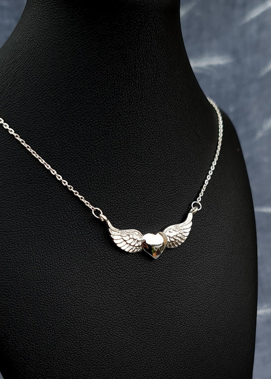 Sterling Silver Winged Heart Necklace