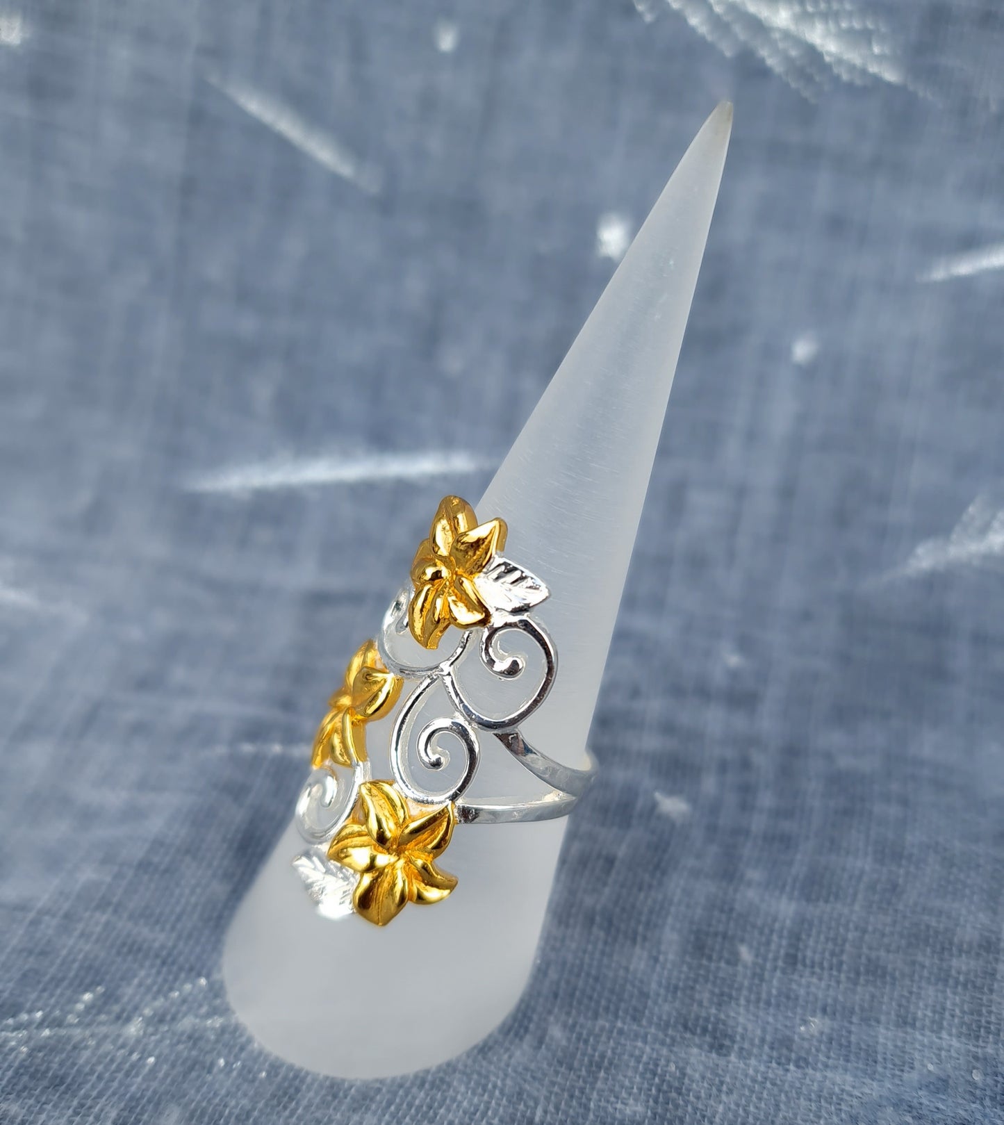 Sterling Silver & 18k Gold Flower Ring