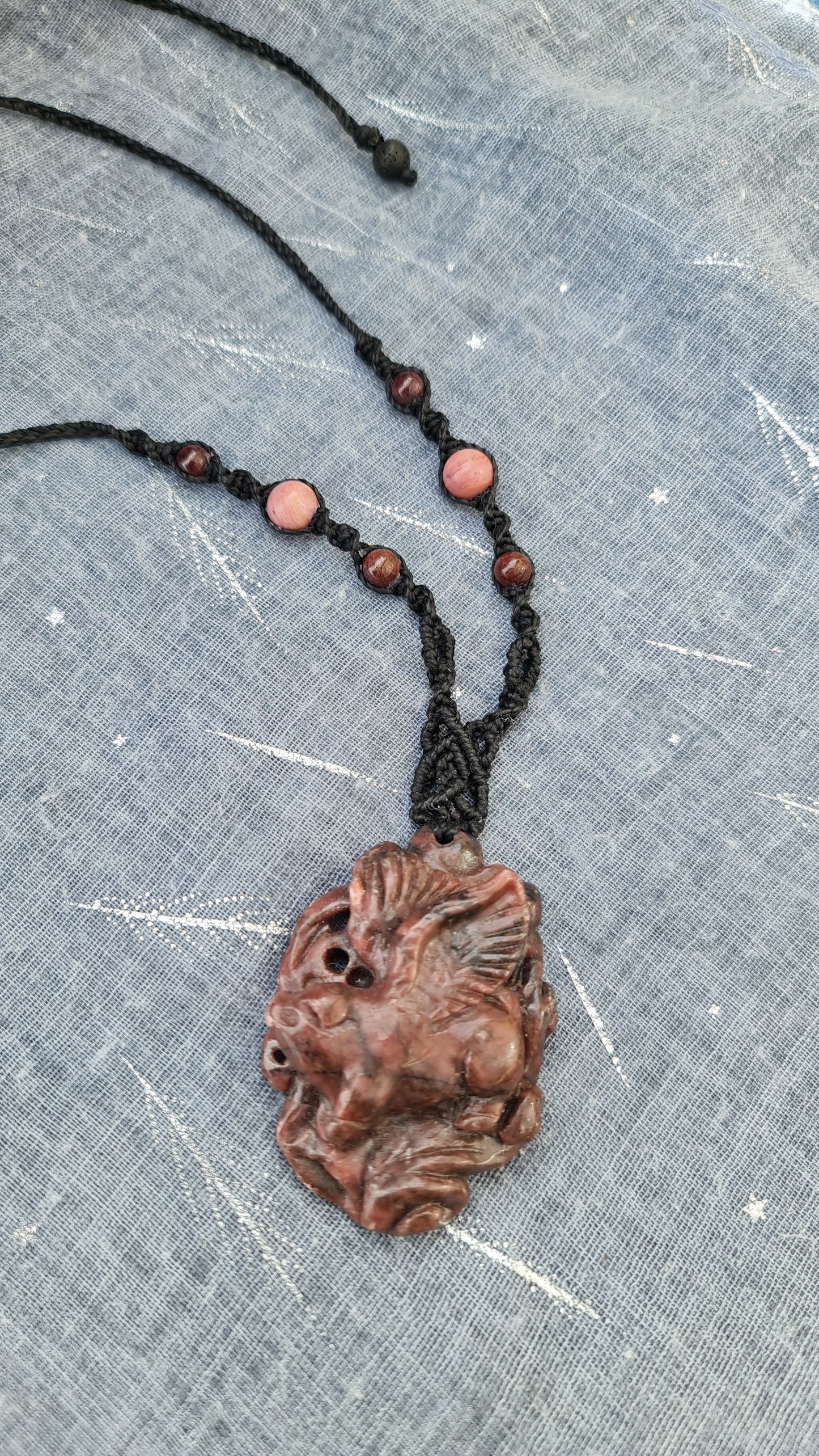 "When Pigs Fly" - Macrame Necklace