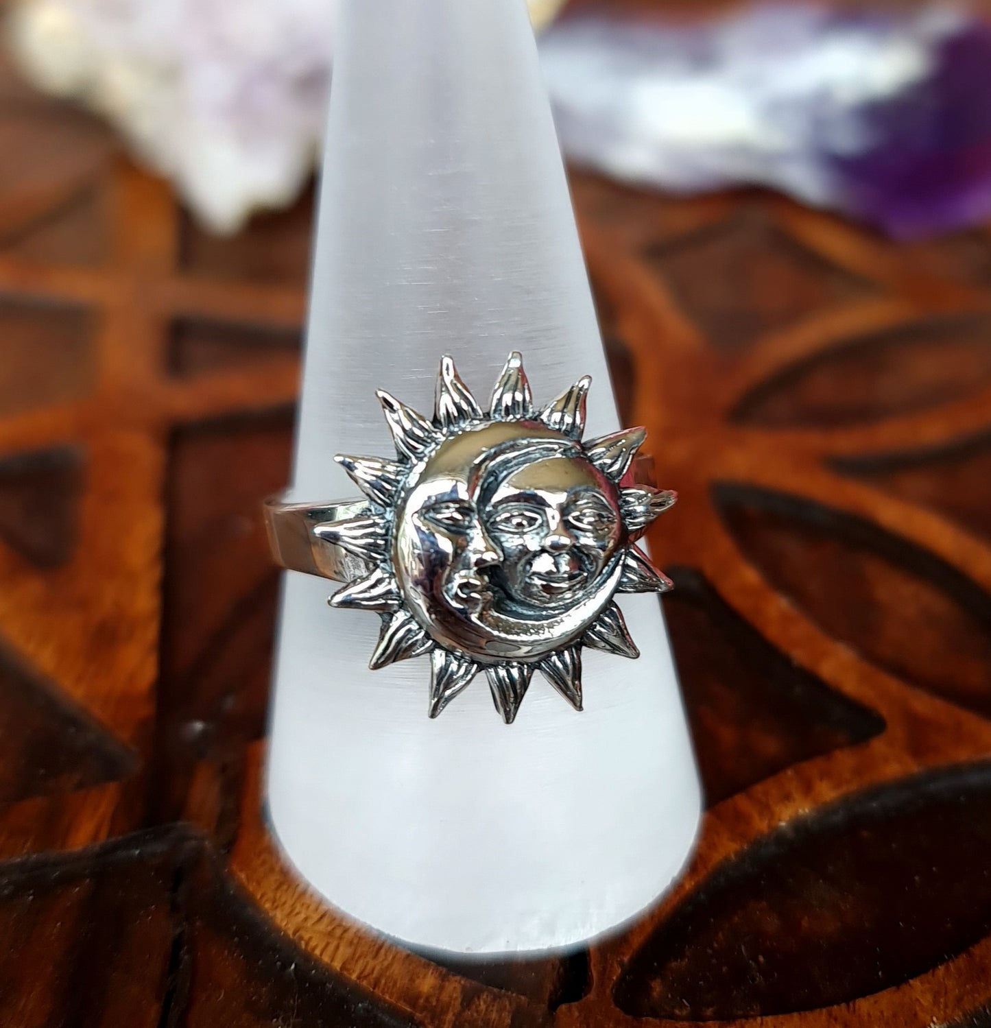Celestial Moon & Sun Sterling Silver Ring