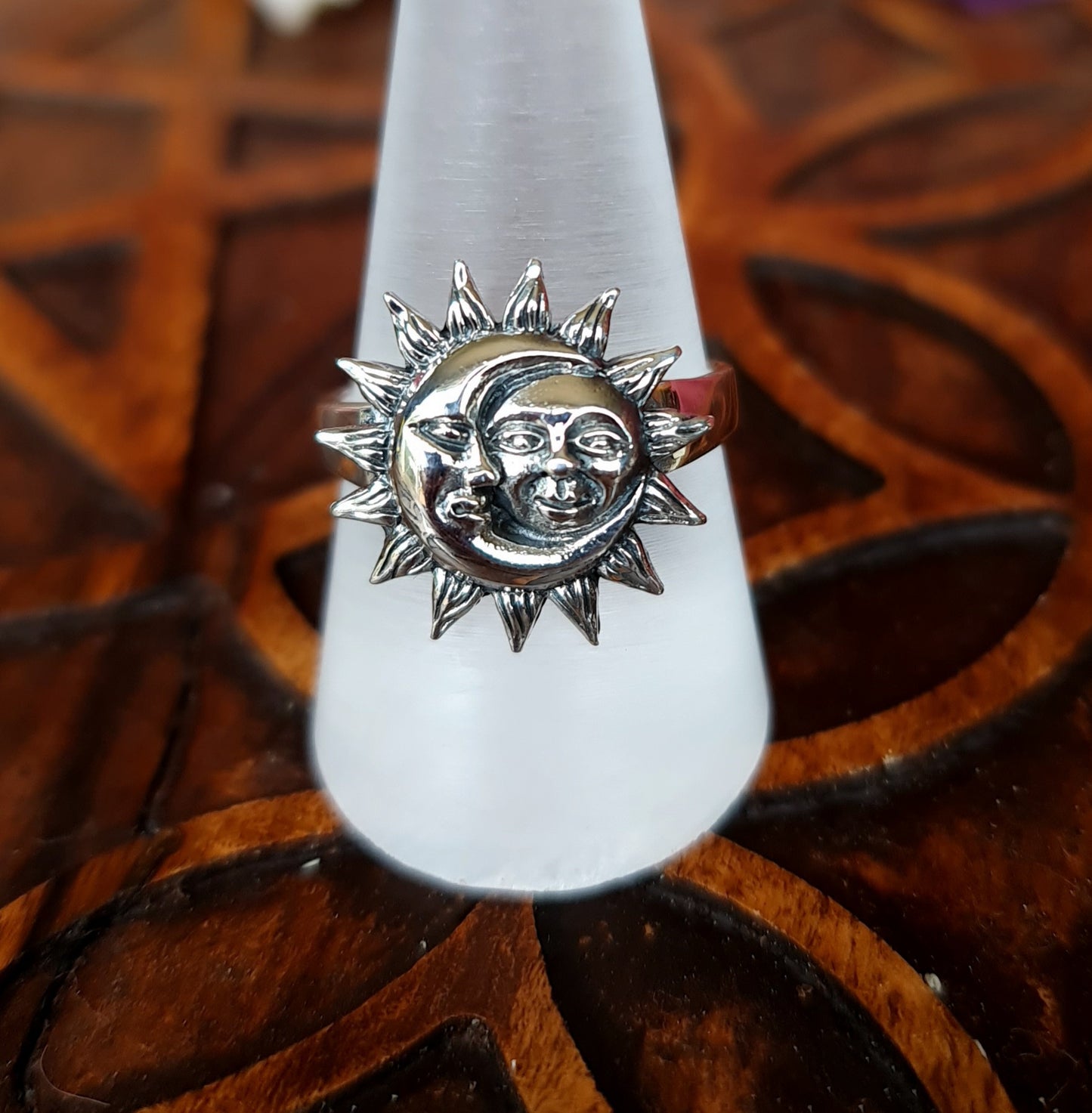 Celestial Moon & Sun Sterling Silver Ring