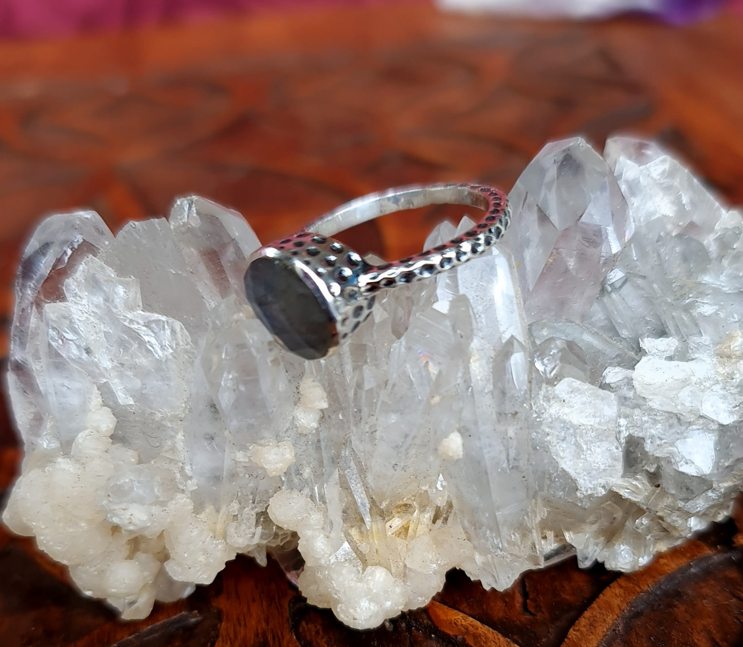 Oxidized Sterling Silver Labradorite Ring