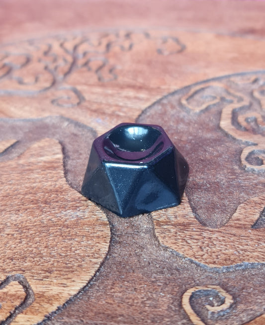 Resin Hexagon Mini Sphere Stand - Black