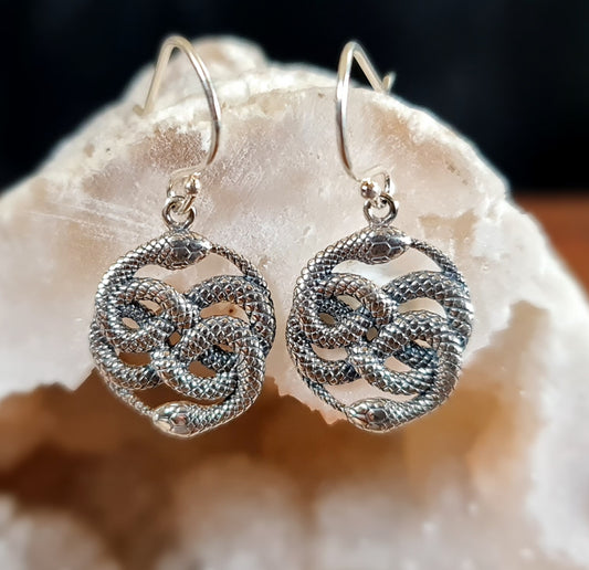 "The Auryn" Ouroboros Sterling Silver Earrings