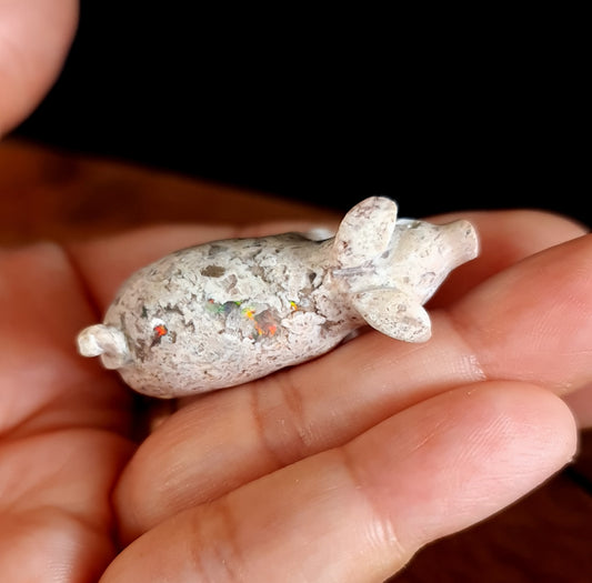 Mexican Cantera Opal Pig Carving