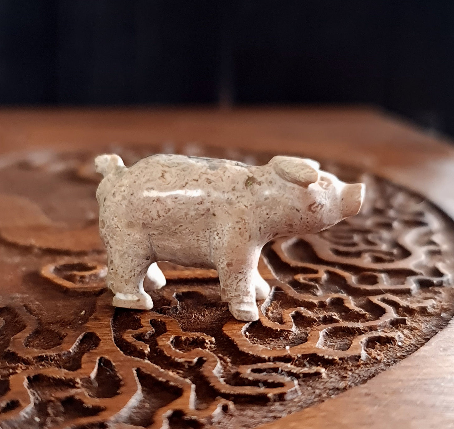 Mexican Cantera Opal Pig Carving