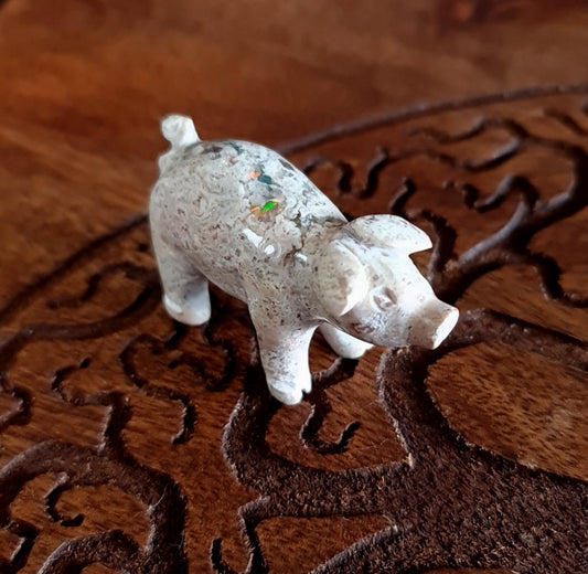 Mexican Cantera Opal Pig Carving