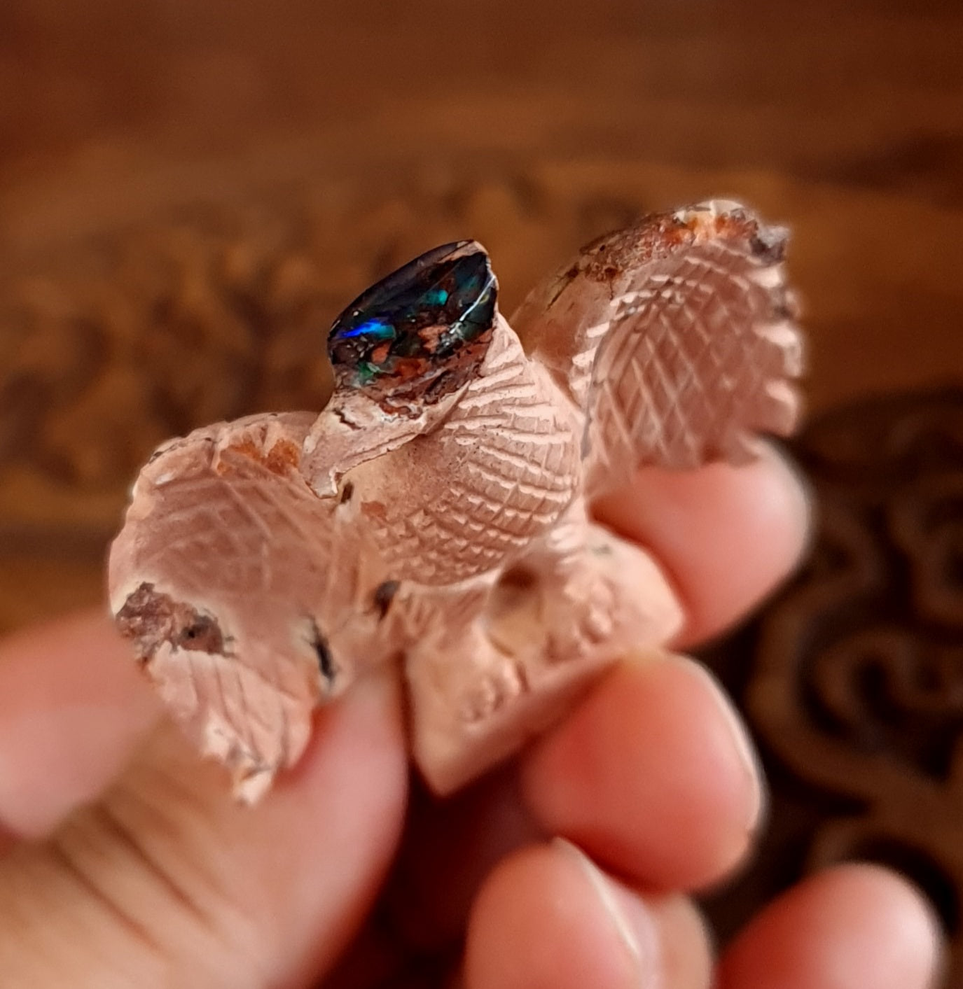 Mexican Cantera Opal Eagle Carving