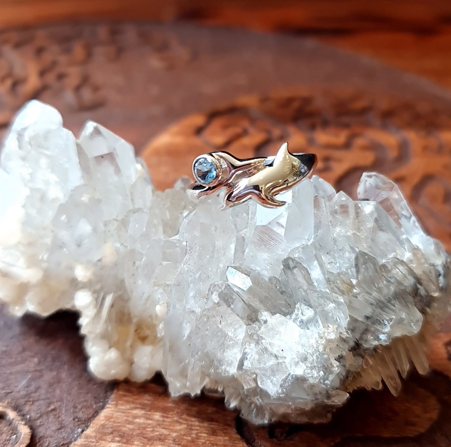 Sterling Silver and Topaz Dolphin Ring