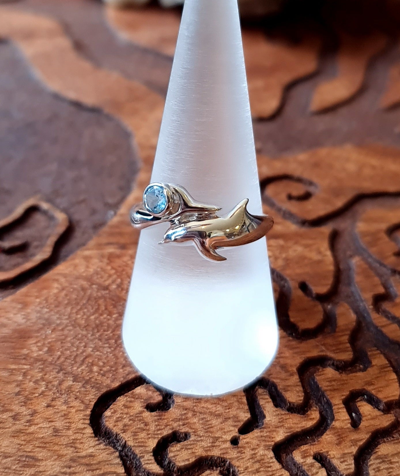 Sterling Silver and Topaz Dolphin Ring