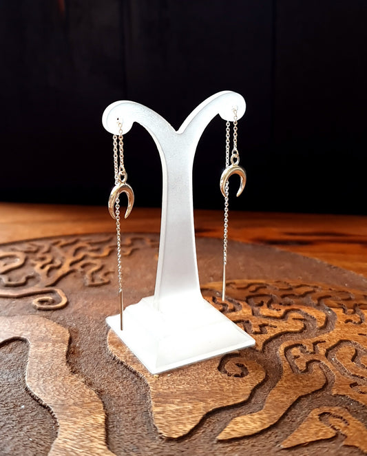 Sterling Silver Crescent Moon Threader Earrings