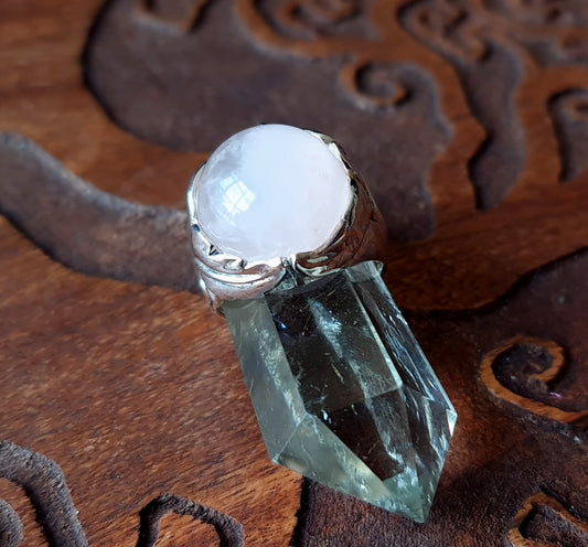 Rose Quartz Sterling Silver Leaf Ring