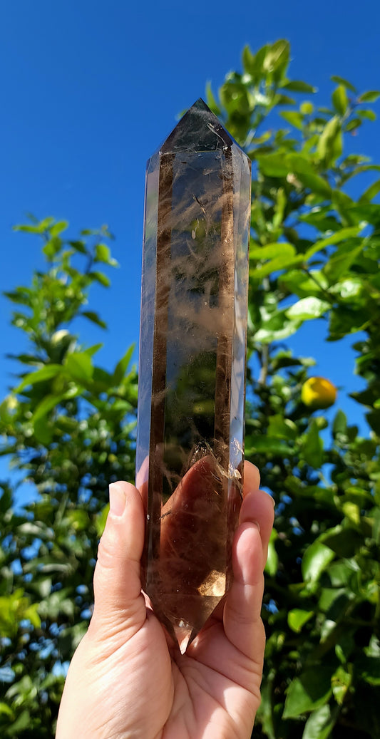 Double Terminated Smoky Quartz Wand