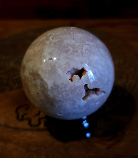 Pink Amethyst Sphere with Druzy