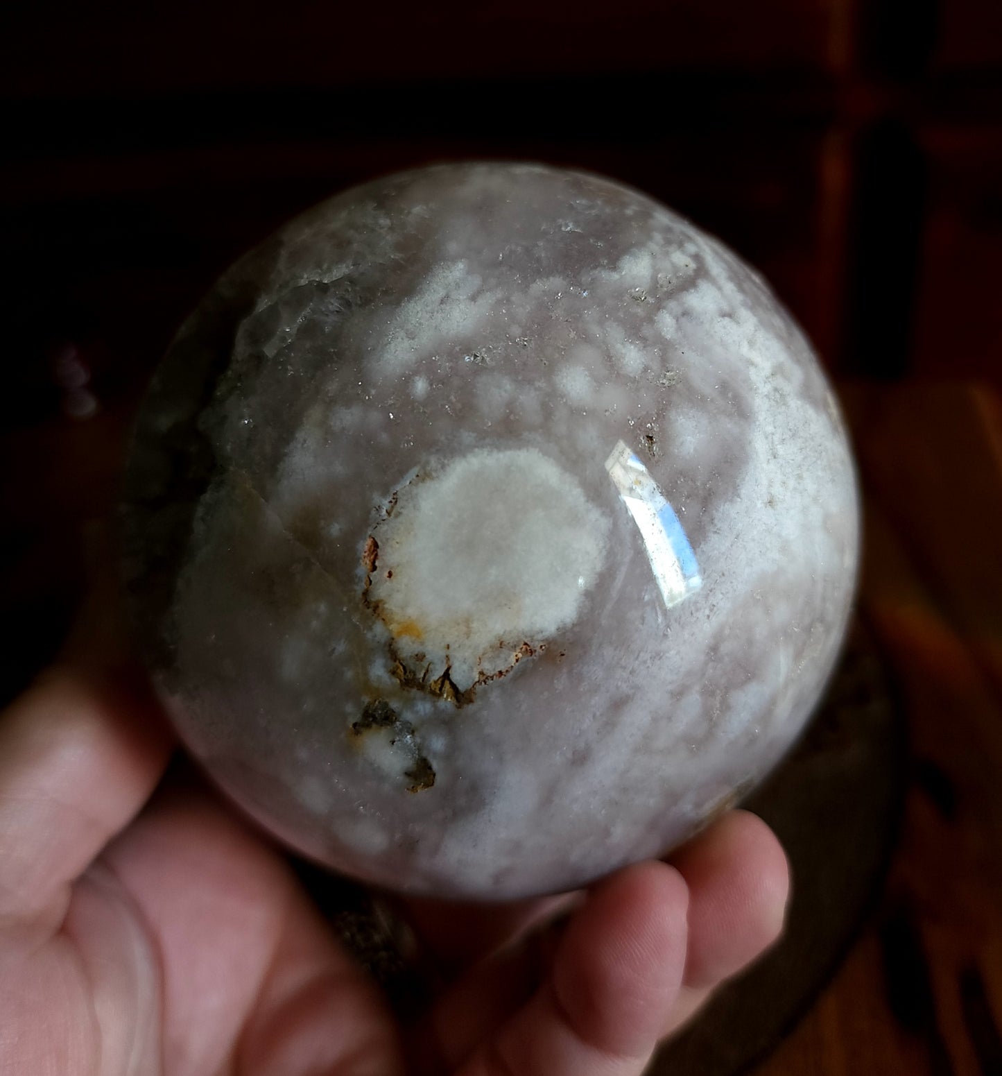 Cherry Blossom Agate Sphere with Druzy