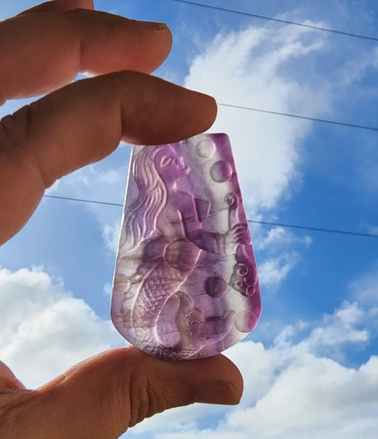 Fluorite Mermaid Carving