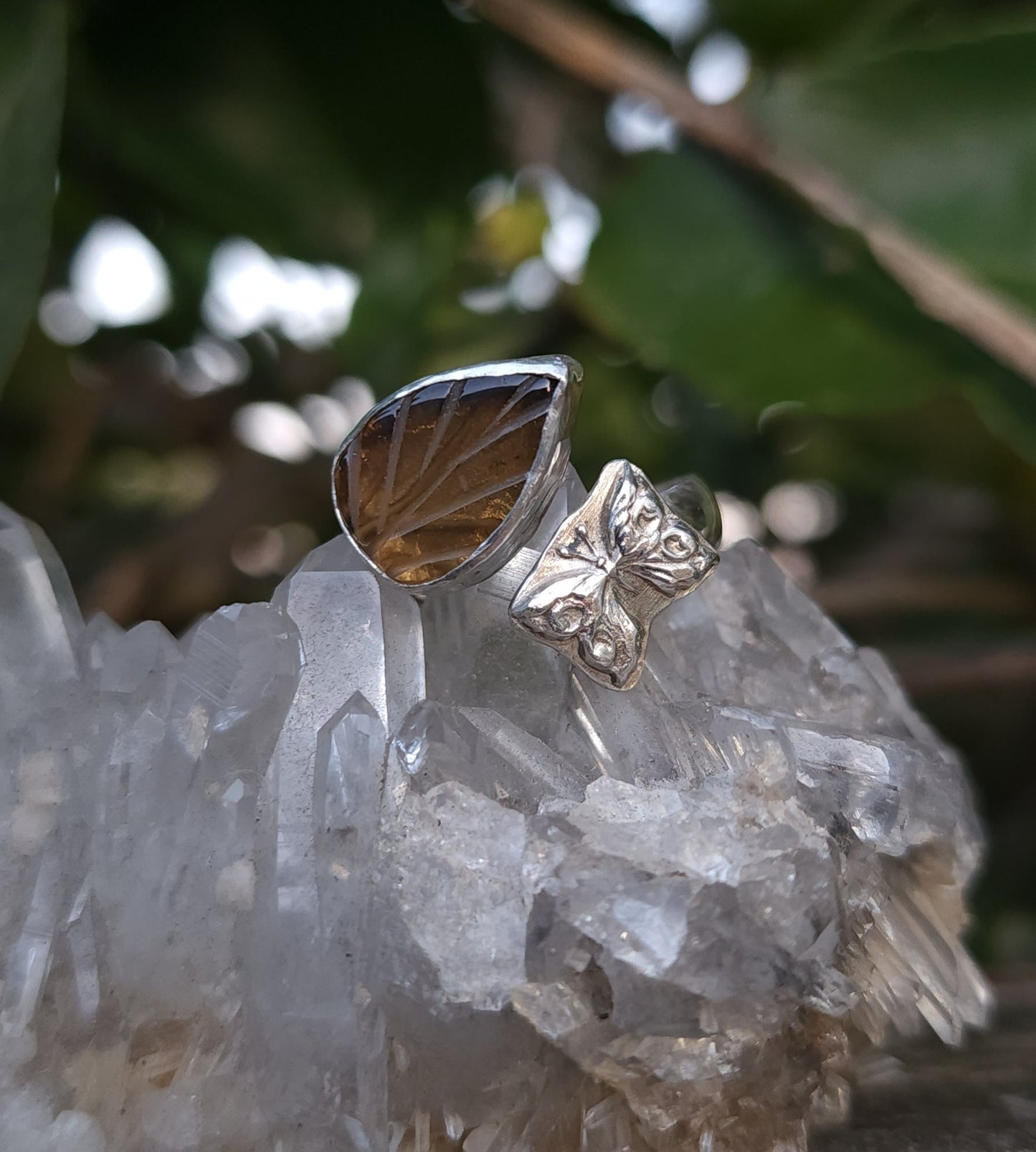 Handcrafted Adjustable Smoky Citrine Sterling Silver Ring