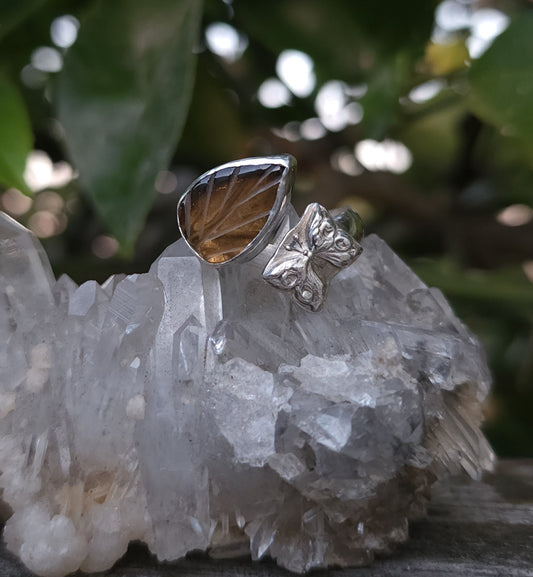 Handcrafted Adjustable Smoky Citrine Sterling Silver Ring