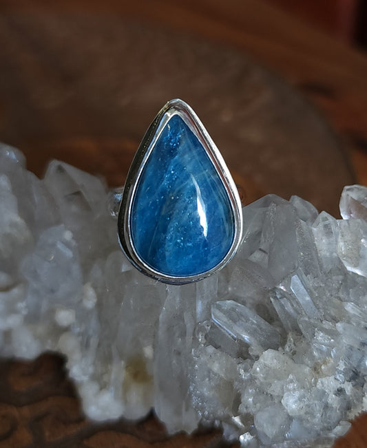 Handcrafted Apatite Sterling Silver Ring - Size 10