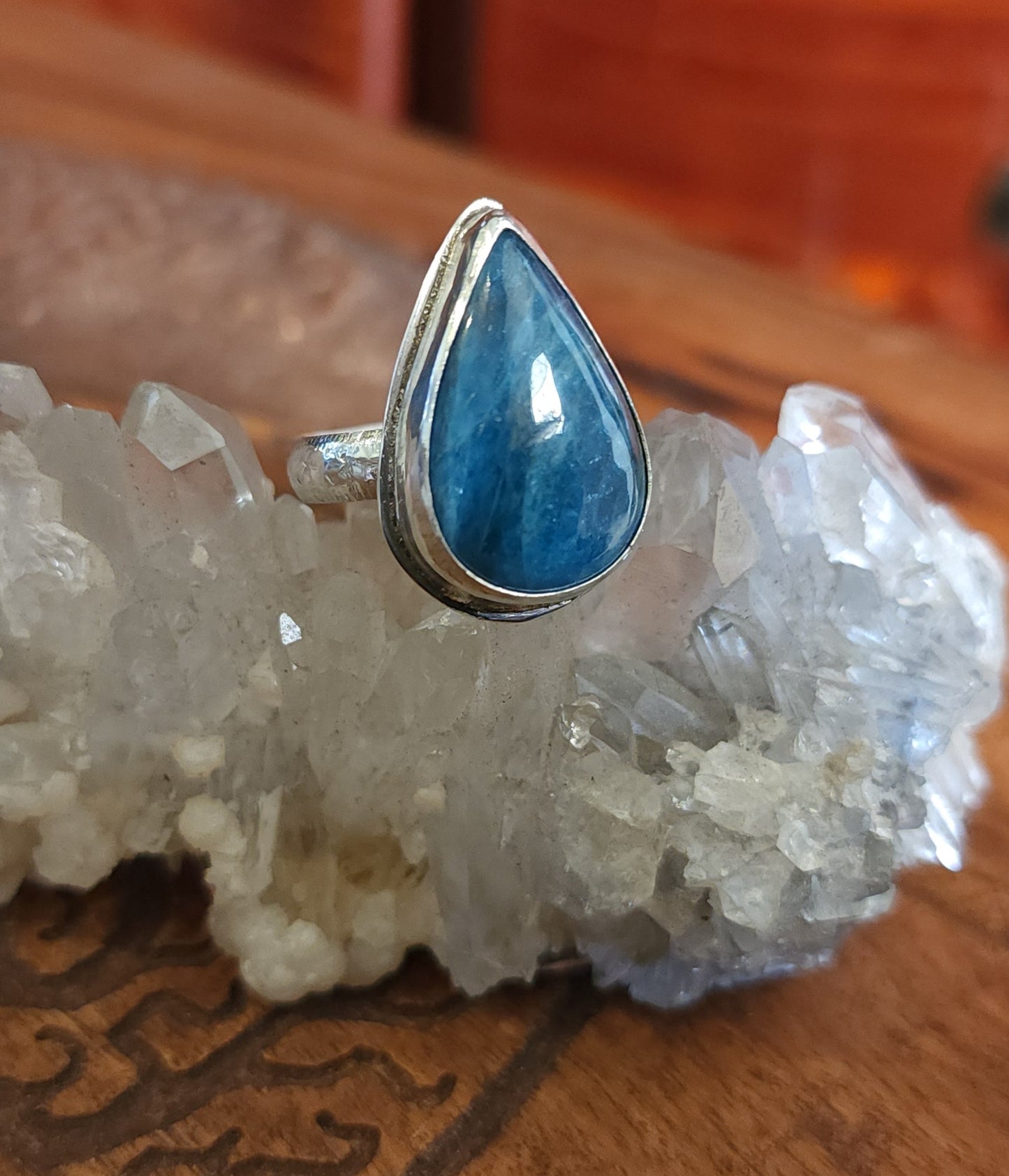 Handcrafted Apatite Sterling Silver Ring - Size 10