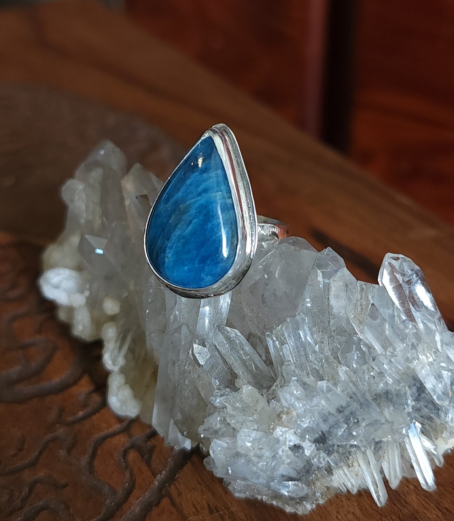 Handcrafted Apatite Sterling Silver Ring - Size 10