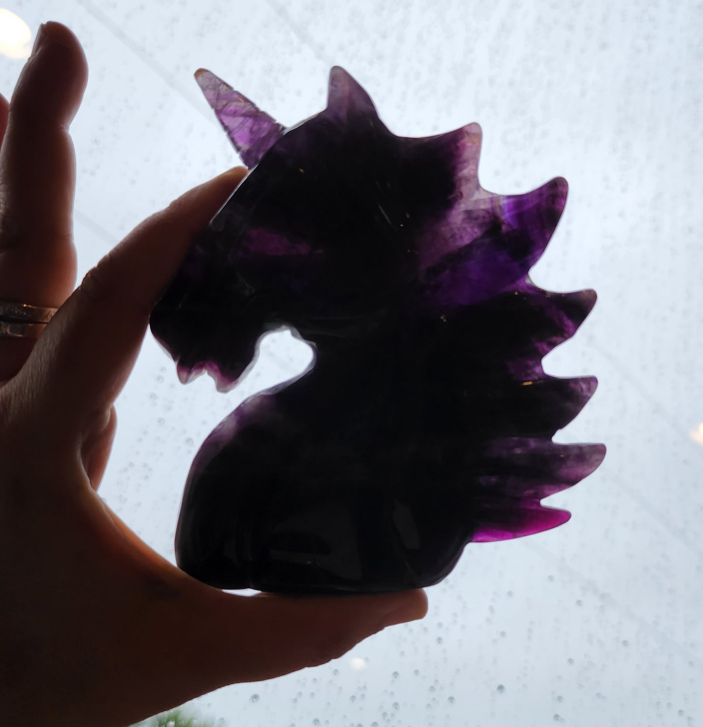 *EARTHQUAKE DAMAGE* Dark Purple Fluorite Unicorn