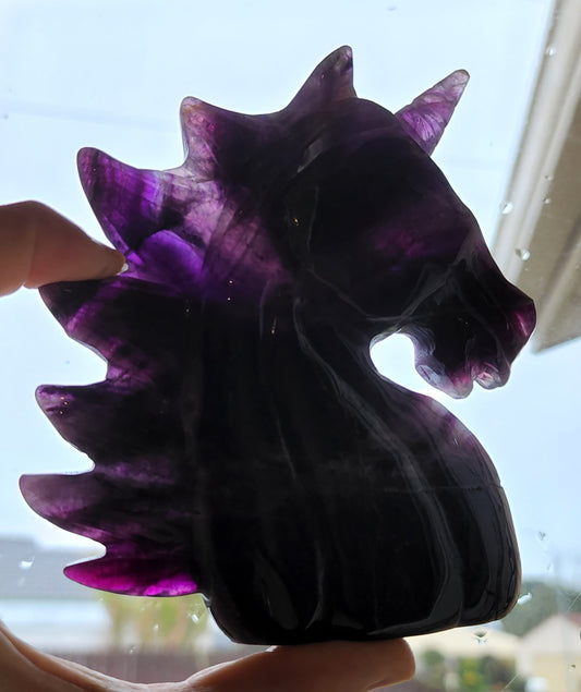 *EARTHQUAKE DAMAGE* Dark Purple Fluorite Unicorn