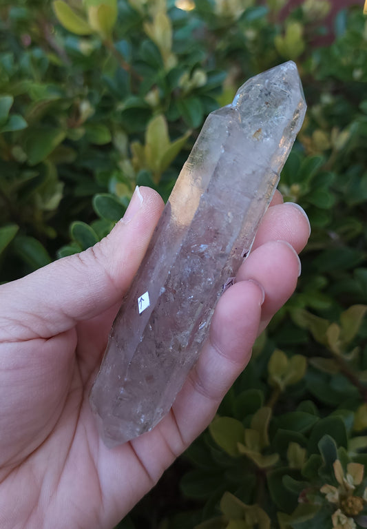 Double Terminated Clear Quartz Enhydro Wand