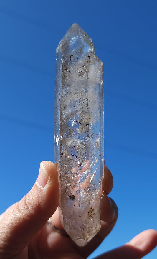 Double Terminated Clear Quartz Enhydro Wand