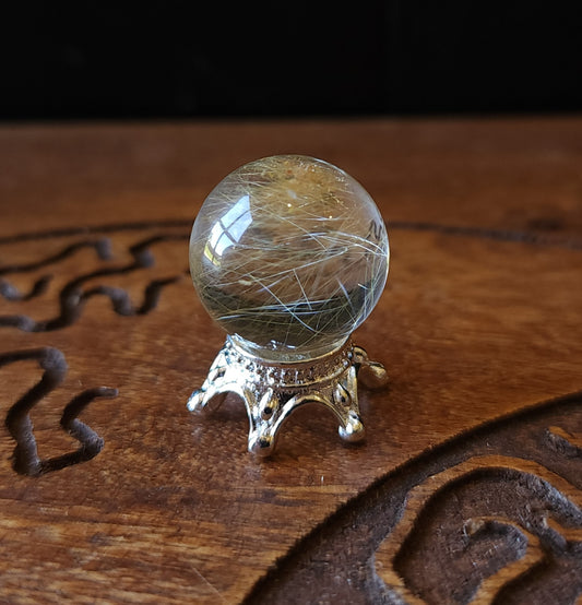 Rutilated Quartz Mini Sphere with Stand