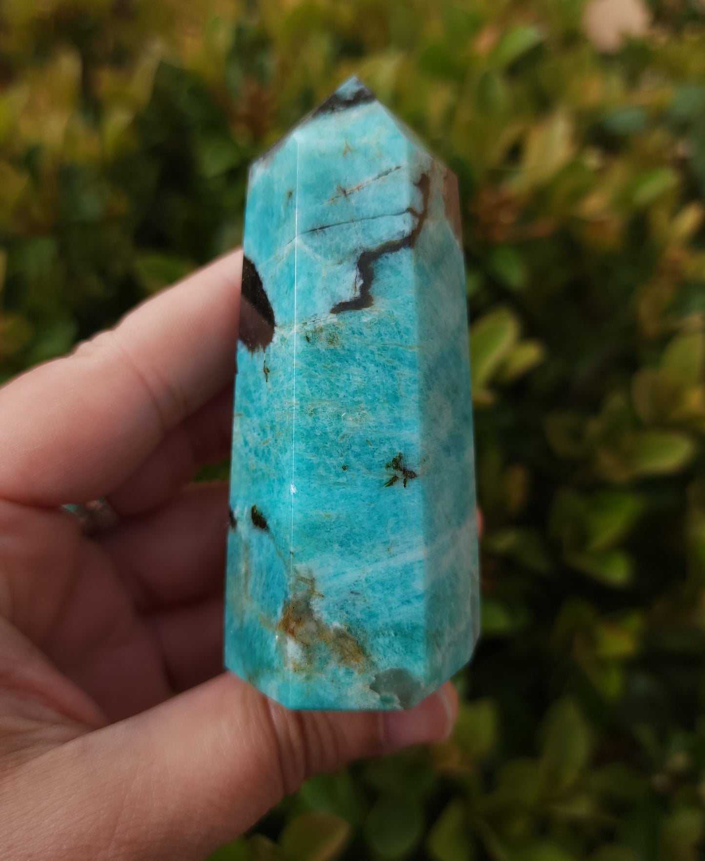 Amazonite with Epidote, Smoky and Clear Quartz and Lepidolite