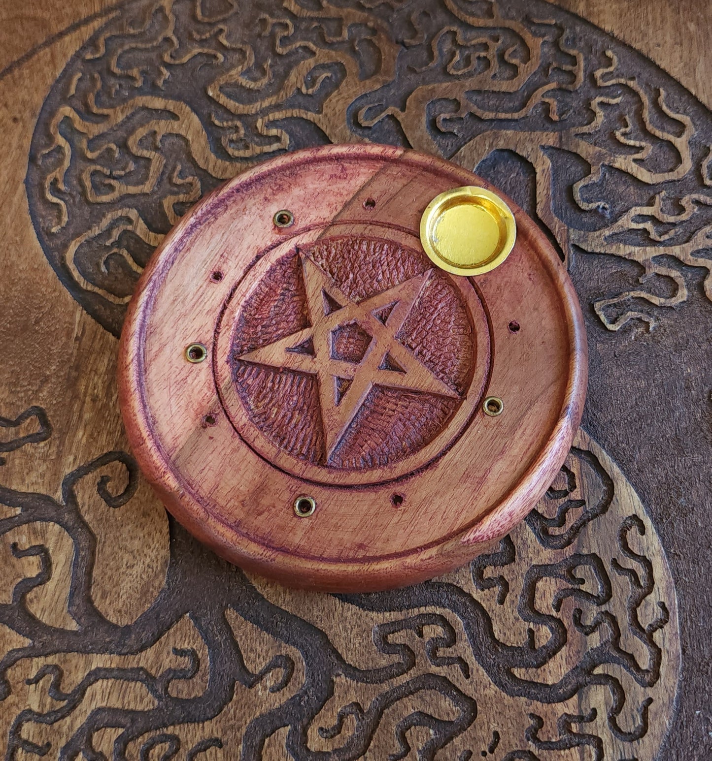 Pentacle Round Incense Burner