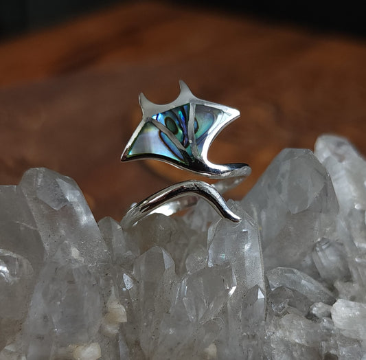 Sterling Silver & Paua Stingray Ring