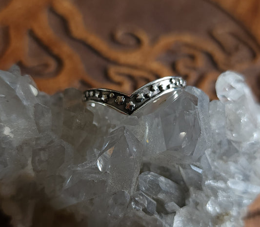 Starry Chevron Sterling Silver Ring