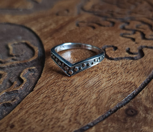 Starry Chevron Sterling Silver Ring