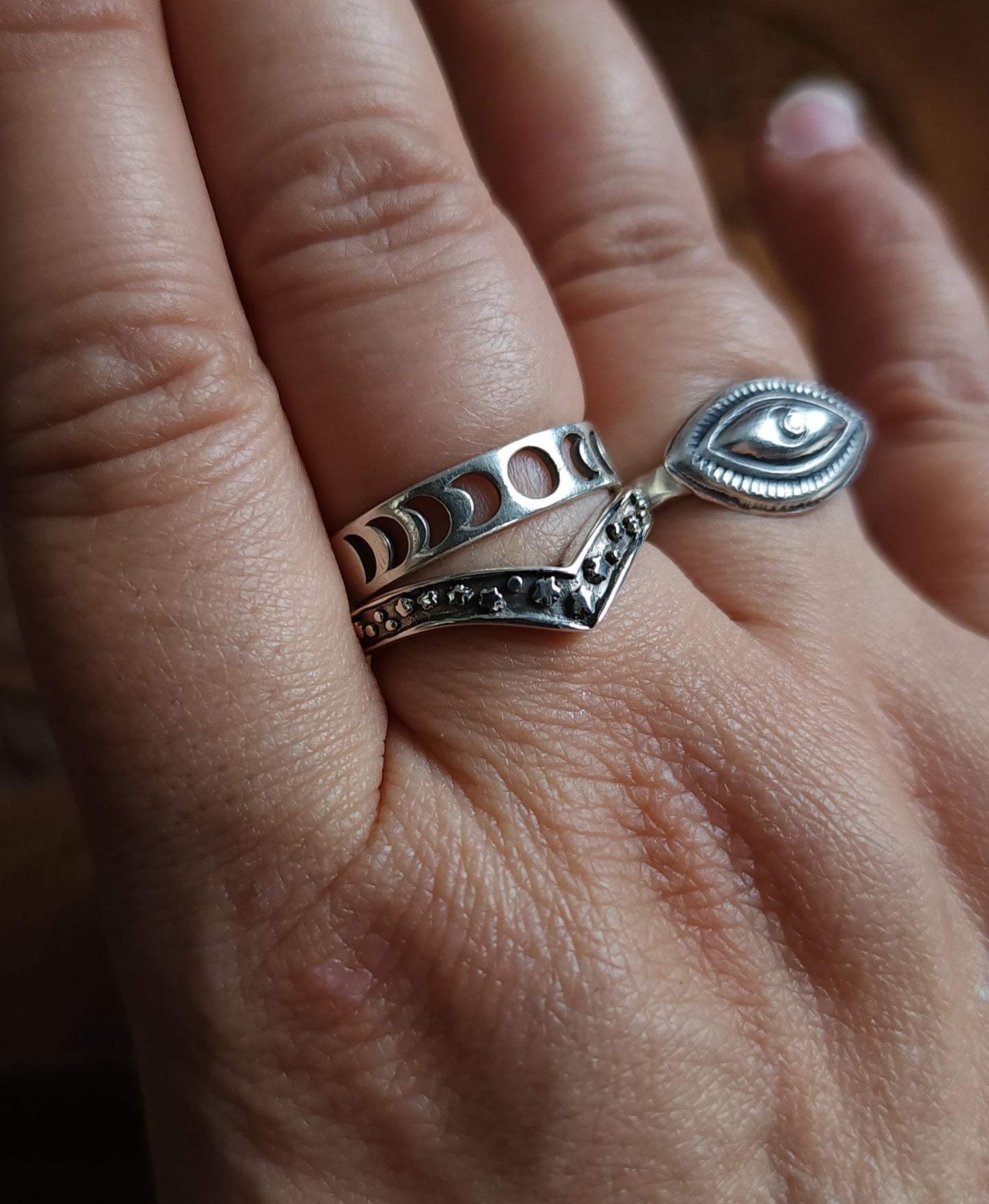 Starry Chevron Sterling Silver Ring