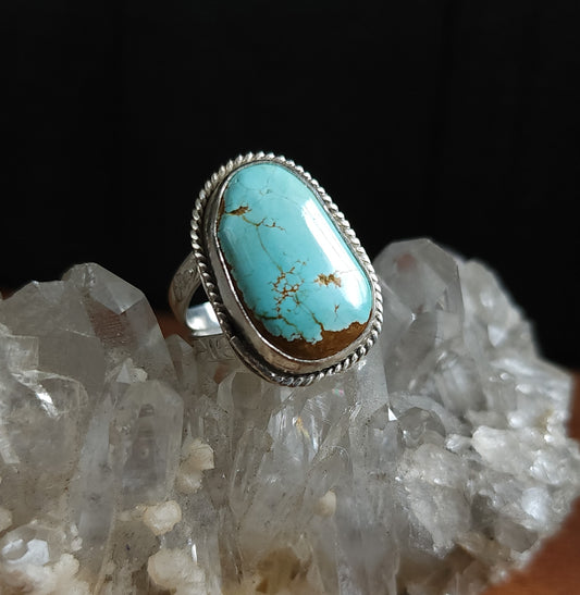 Handcrafted Blue Oasis Turquoise Sterling Silver Ring - Size 7