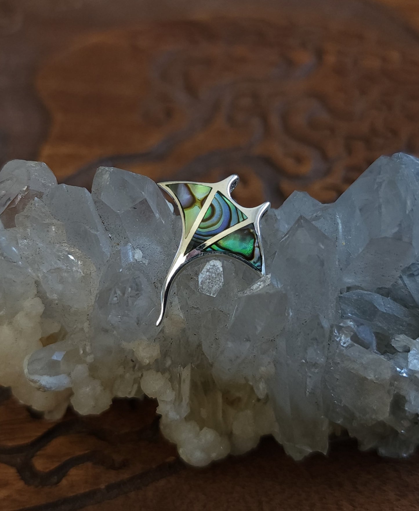 Sterling Silver & Paua Stingray Pendant