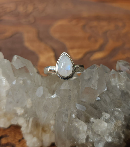 Handcrafted Moonstone Sterling Silver Ring - Size 5
