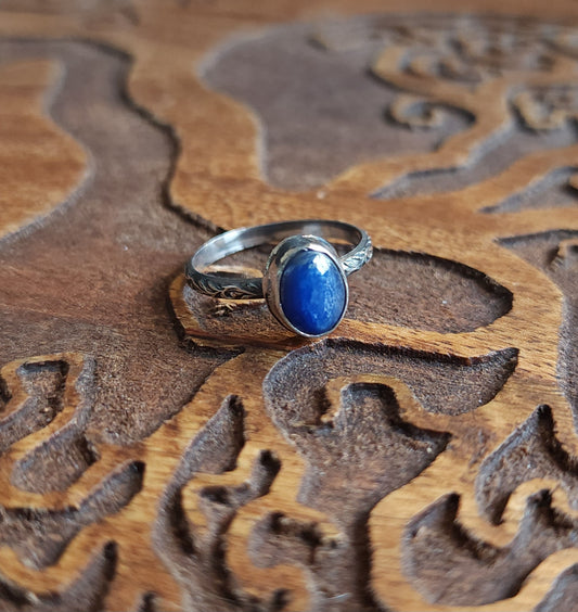 Handcrafted Kyanite Sterling Silver Stacker Ring - Size 7.25