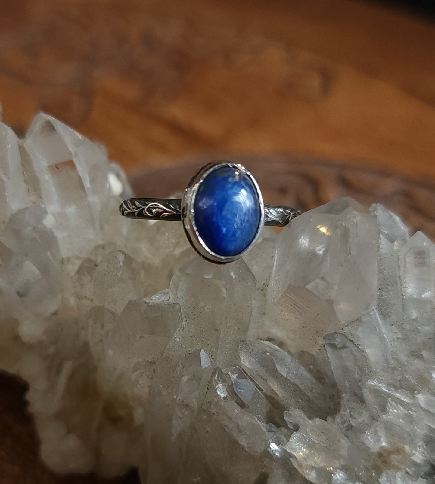 Handcrafted Kyanite Sterling Silver Stacker Ring - Size 7.25