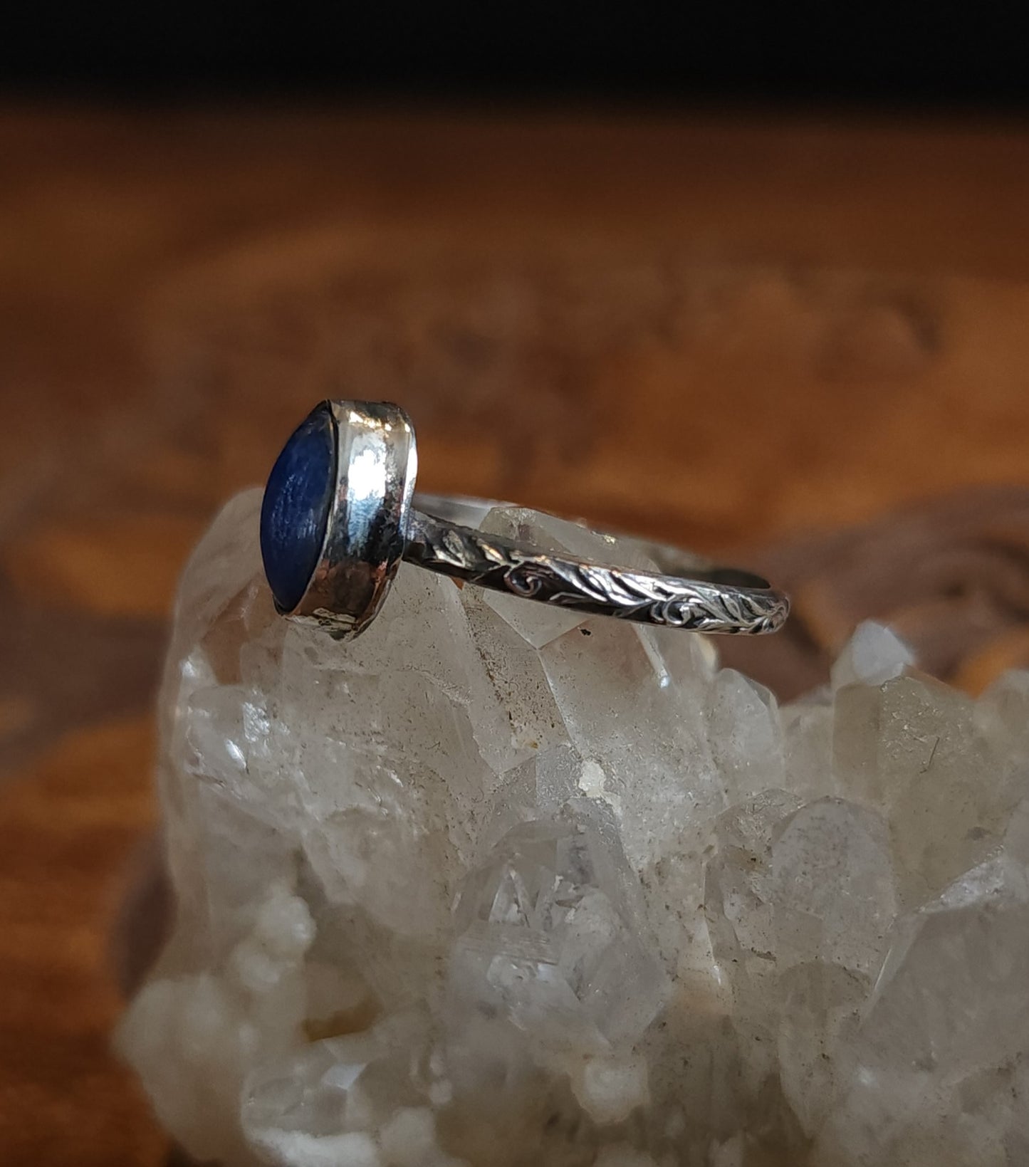 Handcrafted Kyanite Sterling Silver Stacker Ring - Size 7.25