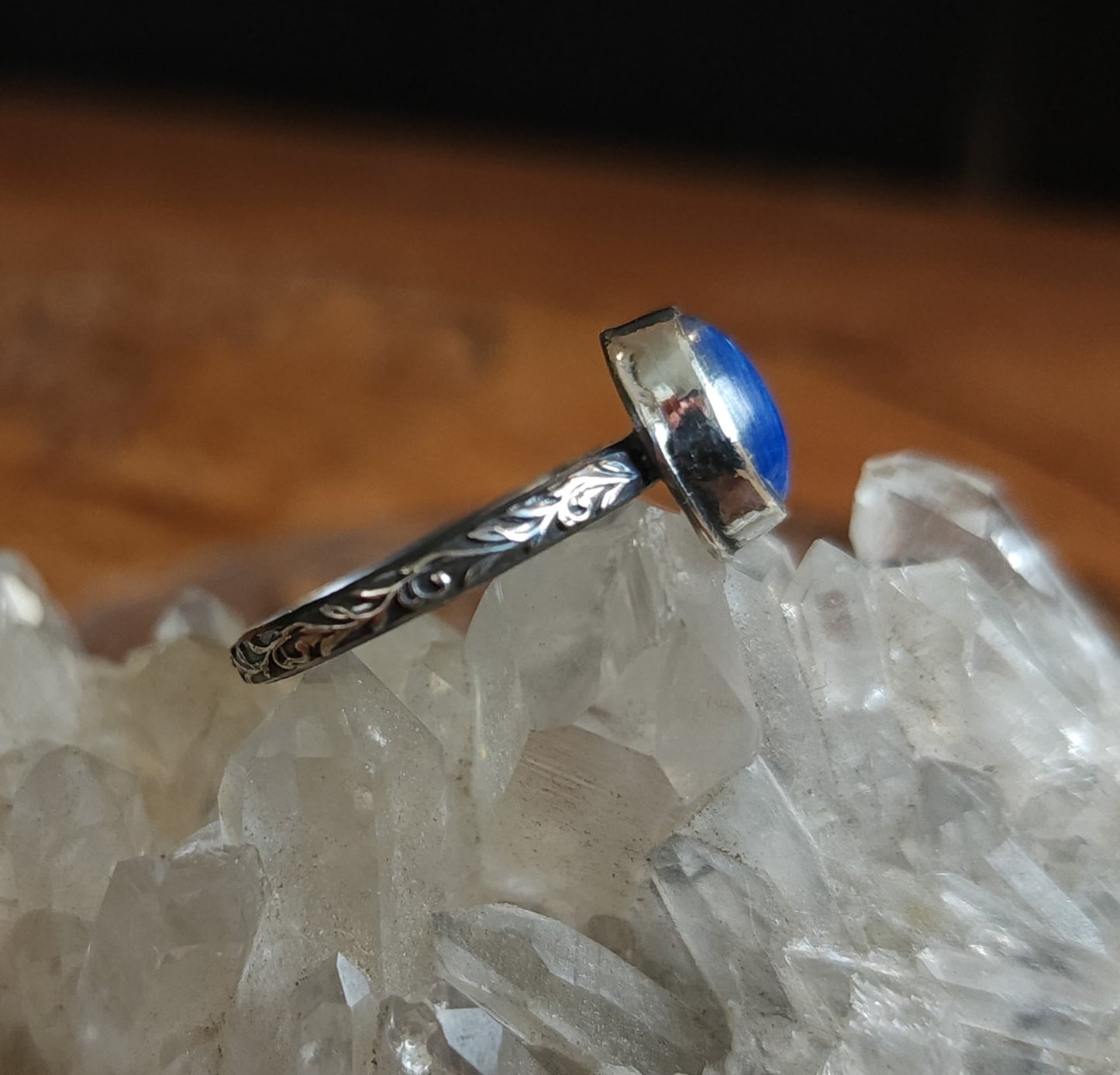 Handcrafted Kyanite Sterling Silver Stacker Ring - Size 7.25