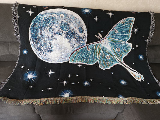 Free Spirit Luna Moth Throw Blanket - Polyester/Cotton Blend