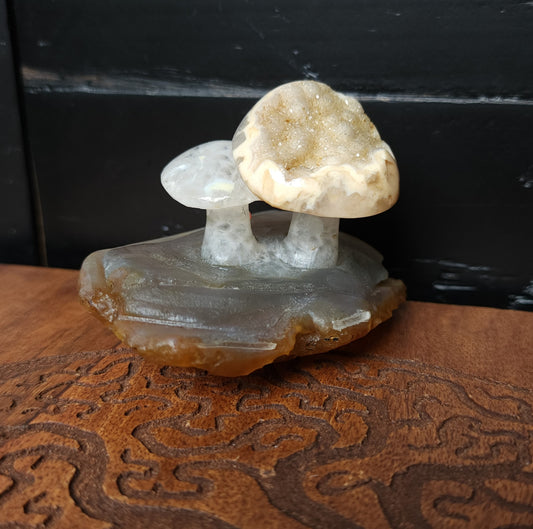 Druzy Agate Mushroom Carving